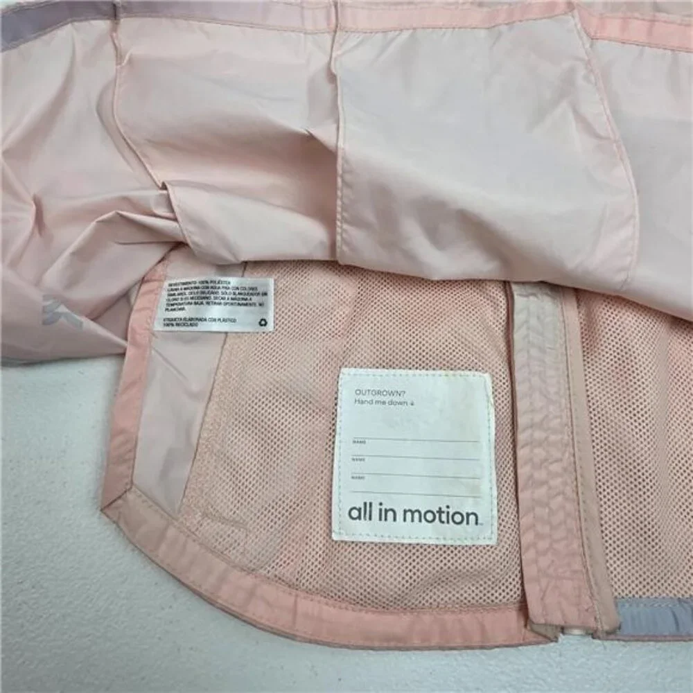 All In Motion Girls XS 4/5 Multicolor Hooded Jacket Water & Wind Resistant